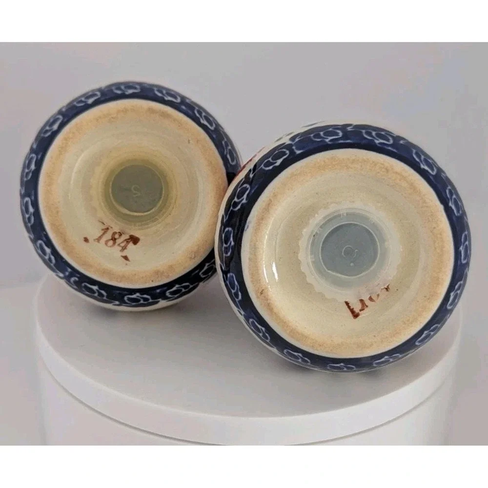 Vintage Salt & Pepper Shakers Cottagecore Floral Ceramic Farmhouse Blue Red 184